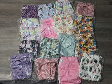 One Size Baby Girl Lot of 16 Resusable Cloth Diapers Care Bears Flowers Mermaids
