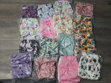 One Size Baby Girl Lot of 16 Resusable Cloth Diapers Care Bears Flowers Mermaids