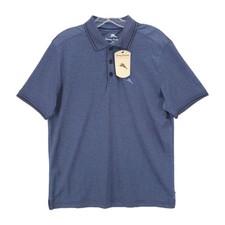 NWT TOMMY BAHAMA Polo Shirt Coastline Blue Striped Cotton Blend Men's SMALL