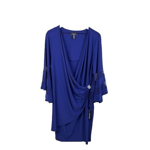 R&M Richards Womens Sz 16W Blue Cold Shoulder Removable Straps Zip