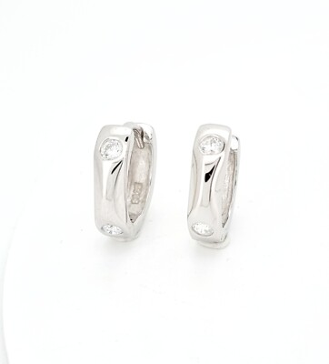 STERLINGSILBER HUGGIES CREOLEN MASSIV ZIRKONIA CZ SCHARNIERSCHLÄFER