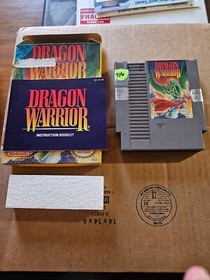 Dragon Warrior NES Authentic Tested Works. damaged box and stickers on cartridge