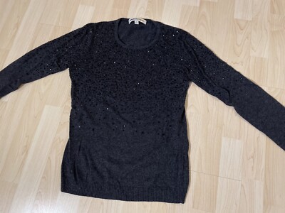 Clements Ribeiro Pullover Strick Damen grau Steine Gr. M 38