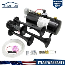 150DB 4 Trumpet Train Horn Kit Air Horn 150 PSI Air Compressor for 12V Car Truck