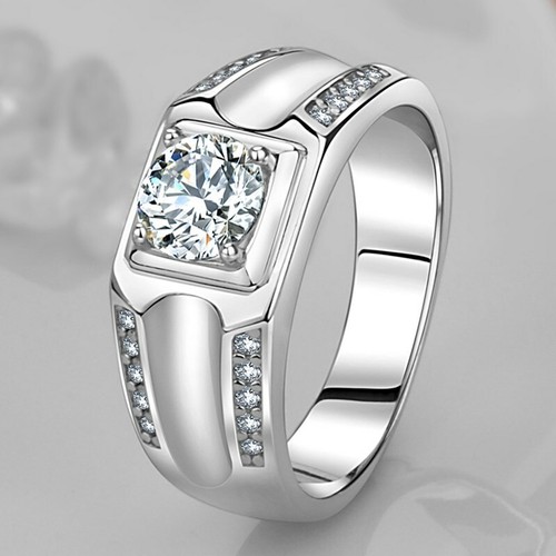 4-style Men's Wedding Round AAA CZ Claw Band 925 Silver Men 1ct Ring Size 6.5-12 - Picture 2 of 10