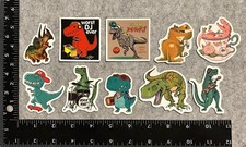 Lot of 10 Assorted Cute Dinosaur T-Rex Stickers