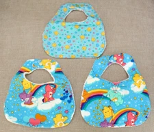 CARE BEARS BIBS Lot 3 Infant Baby Drool Bib Terrycloth Lined Cotton Care Bear