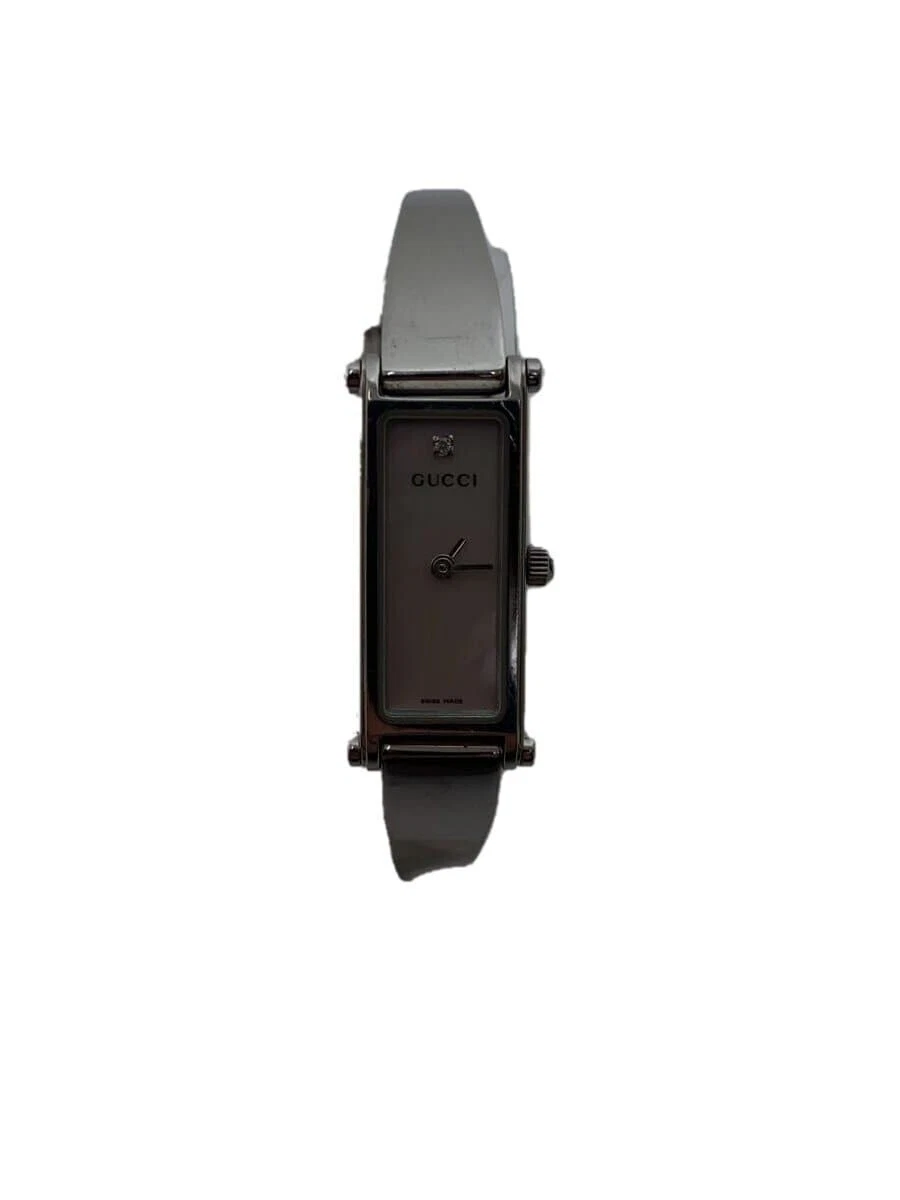 Montre femme Gucci 1500L à quartz cadran argenté rectangle analogique SS du Japon