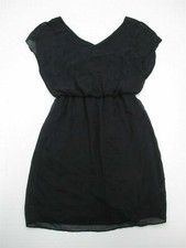 new SWEET STORM #DR328 Women's Size S V-Neck Flowy Casual Navy Blue Shift Dress