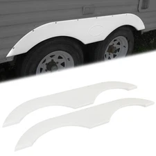 Pair Of Tandem Trailer Fender Skirt In White For RVs Campers Travel Trailers