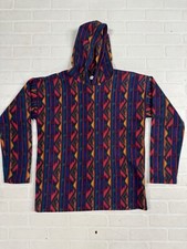 Vtg Aztec Pullover Hoodie Adult S Colorful Rainbow Boho Fleece USA 80s/90s