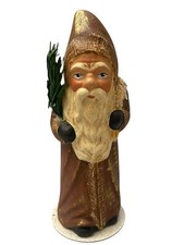 Ino Schaller Papier Mache Candy Container Santa Figurine 6 1/2" Signed Read