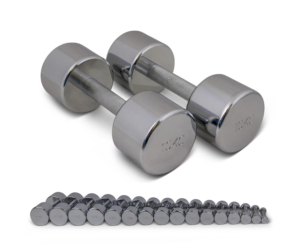 TRENAS Haltères chromés - de 1,00 à 25,00 kg - paires et articles individuels