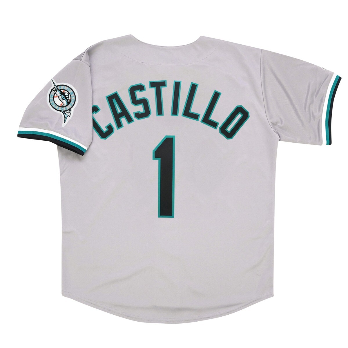 Luis Castillo 1997 Florida Marlins Grey Road Jersey w/ Team Patch Men's (S-3XL)