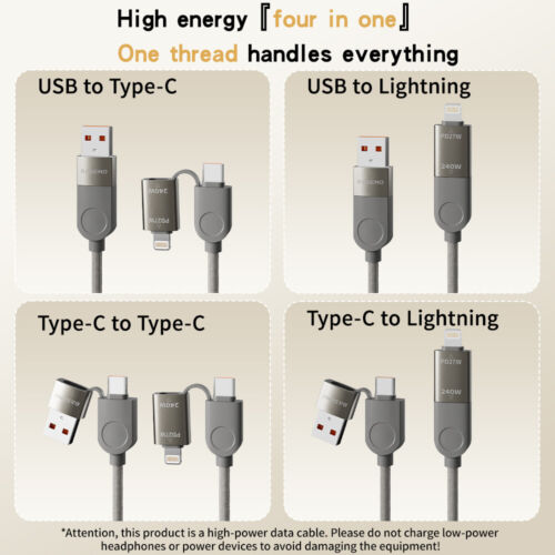 1.2M 240W Magnetyczny kabel szybkiego ładowania 4w1 do telefonu komórkowego USB typu A-C / C-C Multi kabel ładujący - Zdjęcie 7 z 11