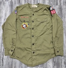 Vintage 70s V Neck Boy Scouts Of America Shirt Made in USA S Small Green A1