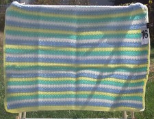 New Handmade Crochet Baby Afghan - Multi color Pastel, Blue Yellow Green White