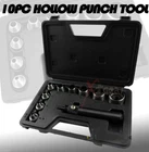 Heavy Duty 10 Pc Hollow Punch Kit W/Case Tool Set Gasket Leather Rubber + Case