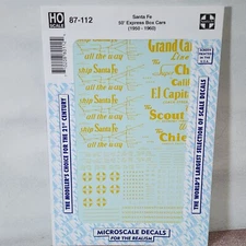 Santa Fe Railroad 50' Express Boxcars 1950+ Micro Scale Decal 87-112 HO Scale