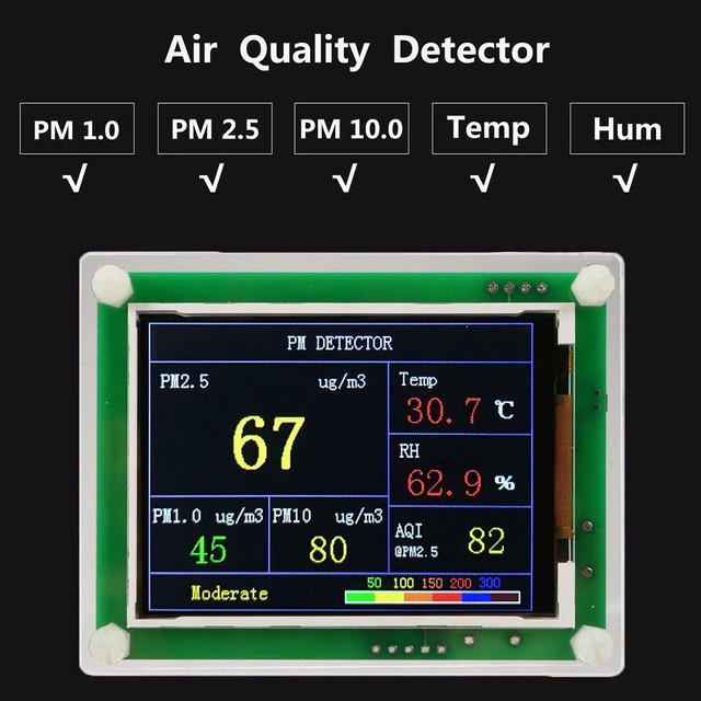 2.8Inch Digital Car PM2.5 Air Quality Detector Tester Meter AQI Home
