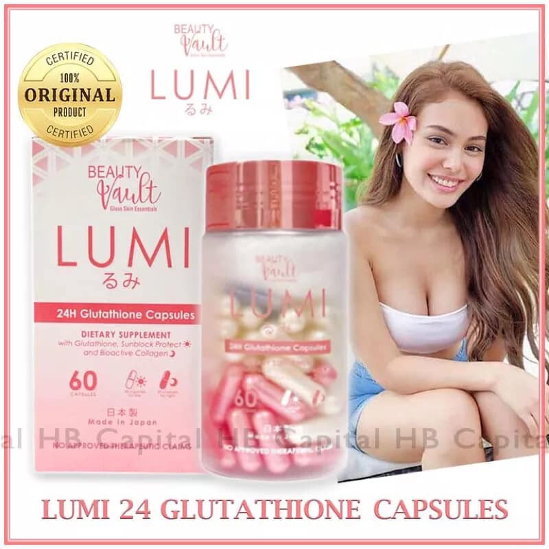 2 X Beauty Vault LUMI 24H Glutathione 60 Caps Day and Night DHL