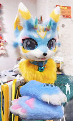 Fursuit Long Fur Husky Fox Mascot Head Party Halloween Fur Cosplay-Promotion