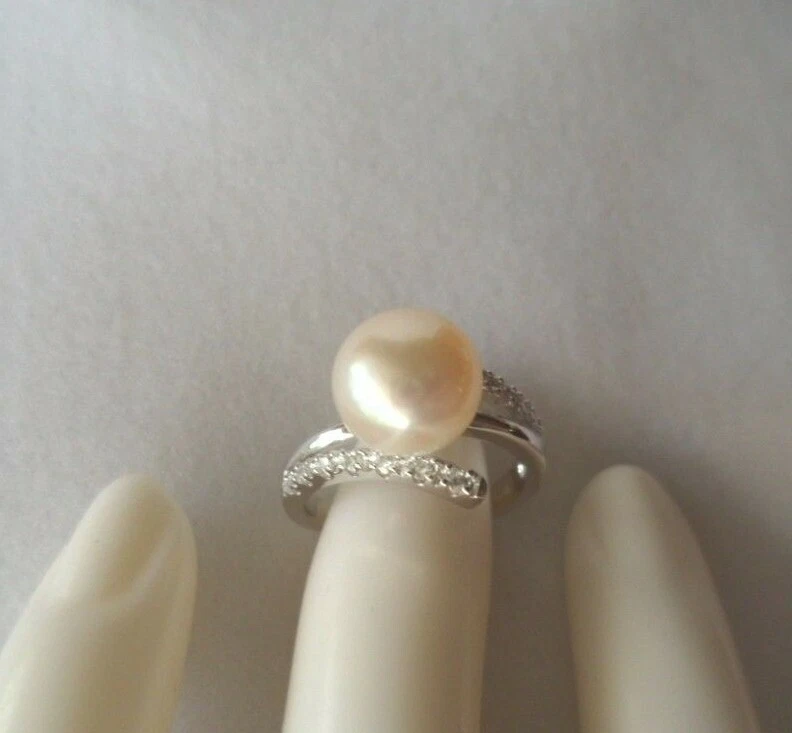 Vintage Jewellery Pearl Sapphire White Gold Ring Antique Deco Jewelry size M   - Image 2 of 4