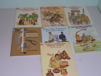 NOS Lot of 7 DOVER COLORING Books Southeast Indians Tierney Copeland