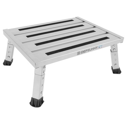 Adjustable Height Aluminum RV Step, Stable Foldable Platform Step Stool, Supp...