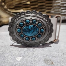Vintage Faux Turquoise Belt Buckle Women's Western Boho Hippie