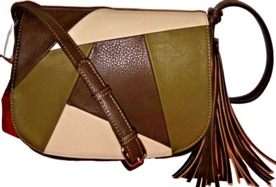 CARLOS Women's Flap Cross-body Messenger Shoulder Bag Green Leather Tassel Charm