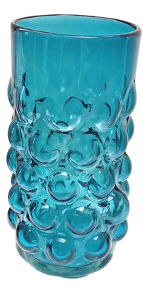 Vintage 60er Blenko Wayne Husted Bubble Wrap Glas Vase Türkis Meer Grün MCM