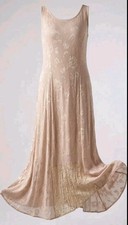 Vtg Spencer Alexis 8 Dress Peach Floral Jacquard Maxi Shift Fairy Y2K Croquette