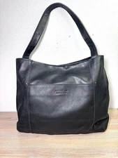 AMERICAN LEATHER CO Avery Sling Hobo Shoulder Bag Black Leather Tote 