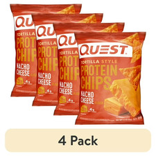 4 pack Quest Tortilla Style Protein Chips, Nacho Cheese, 1.1oz, 1 Ct