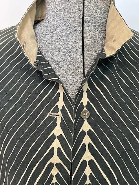 Camisa-Chaqueta Vintage Marimekko Mujer Años 70 Algodón Oliva Rayas Diagonales Foto 3 de 4