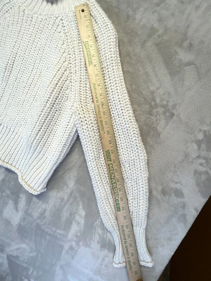 H&M Chunky Knit Crop Sweater Women's Size M Ivory Mock Neck Long Sleeve - Image 4 of 4