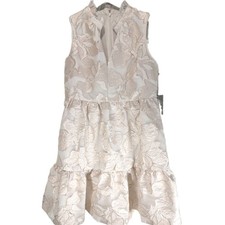 NWT Vince Camuto Ivy Burnout Metallic Jacquard Ruffle Dress Sz 6 VC5M5923