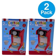 Play Right Wooden Coffee Maker Toy Playset 7 Pieces 2 Pack Bundle