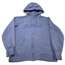 Carhartt Hoodie Womens Large 12-14 Blue Full Zip Fleece Logo Hooded Sweatshirt