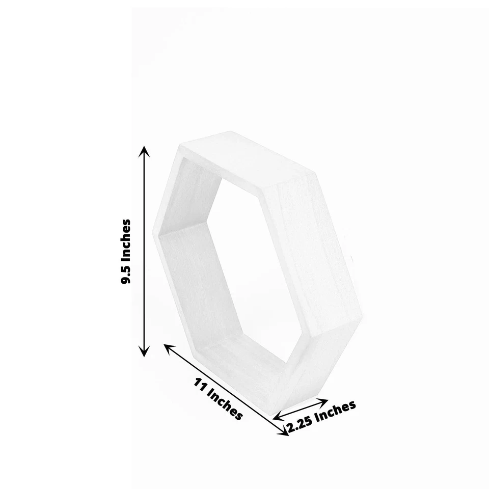 2 ESTANTES DE PARED GEOMÉTRICOS DE MADERA HEXAGONALES BLANCOS 9" boda fiesta decoración del hogar Foto 2 de 4