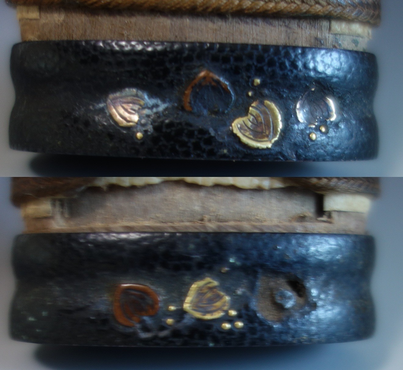 long Tsuka handle hilt dog menuki clam fuchi samurai sword fitting tsuba