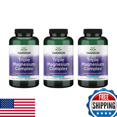 Swanson Triple Magnesium Complex Mineral Supplement 3 Pack 300 Capsules 400mg Ci