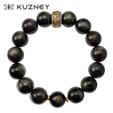 Kuzney Bracelet Gold Obsidian Herren Mode Armband Amulettperlen Jewelry