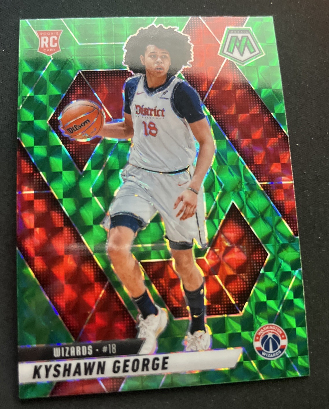 Kyshawn George Rookie Card Green Prizm 2024-25 Panini Mosaic #247