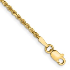14k Yellow Gold 1.75mm Rope 9 inch Anklet 2.64g Gift for Mother