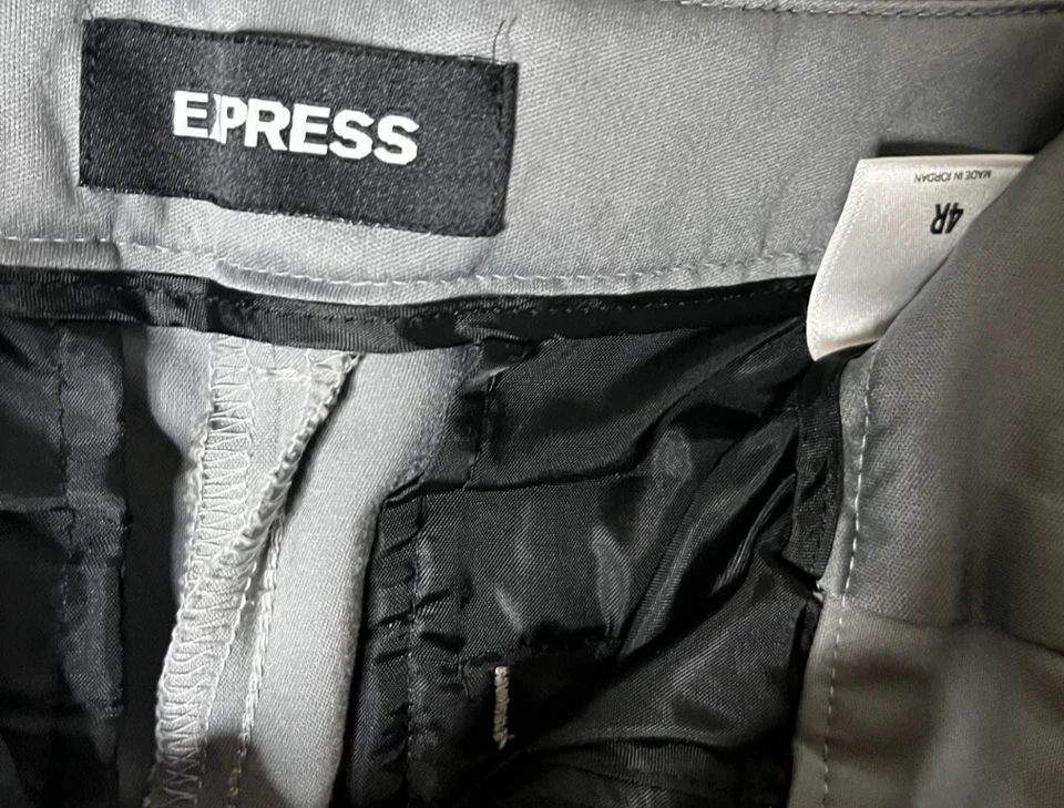 Express Mujer’s 4 Pantalones Gris Claro Vestido Pantalones Negocios Bolsillos Calce Regular Foto 4 de 4