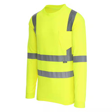Mens Hi Vis Safety Shirt Medium Yellow ANSI Class 3 Long Sleeve Reflective Tape