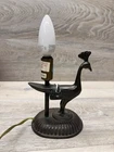 Vintage Tiffany-Style Brass Peacock Lamp 7” - No Stained Glass Shade Base Only