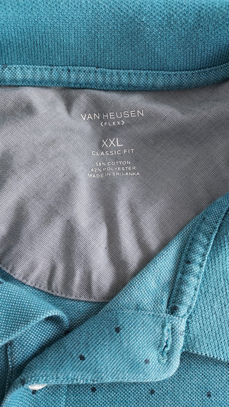 Van Heusen Mens XXL Polo Golf Shirt Blue Short Sleeve Black Mini Dots Casual  thumbnail 7